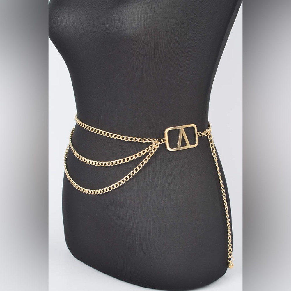 Plus Metallic Silver & Gold Metal Chain Adjustable Statement Belt